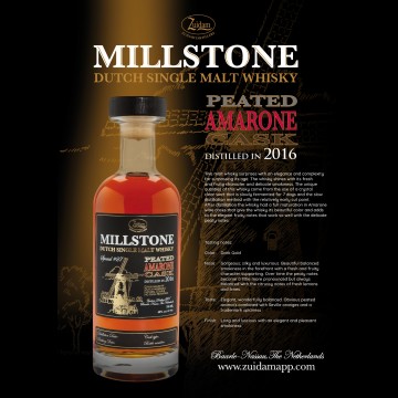 Millstone Dutch Peated Single Malt Whisky 2016 Amarone cask  #Spec 27