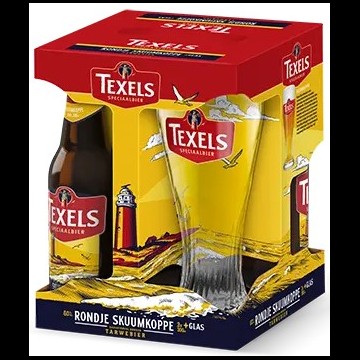 Biergeschenk Rondje Texels Skuumkoppe 3 flesjes + glas